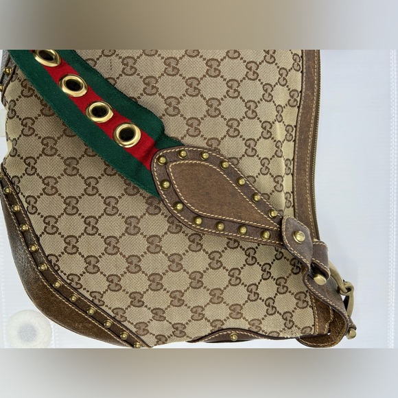 Gucci Pelham Monogram Canvas Studded Shoulder Bag - Picture 10 of 13